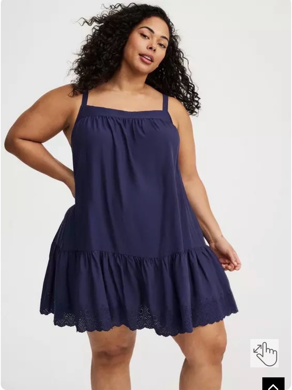 torrid Navy Sleeveless Square Neck eyelet hem Dress